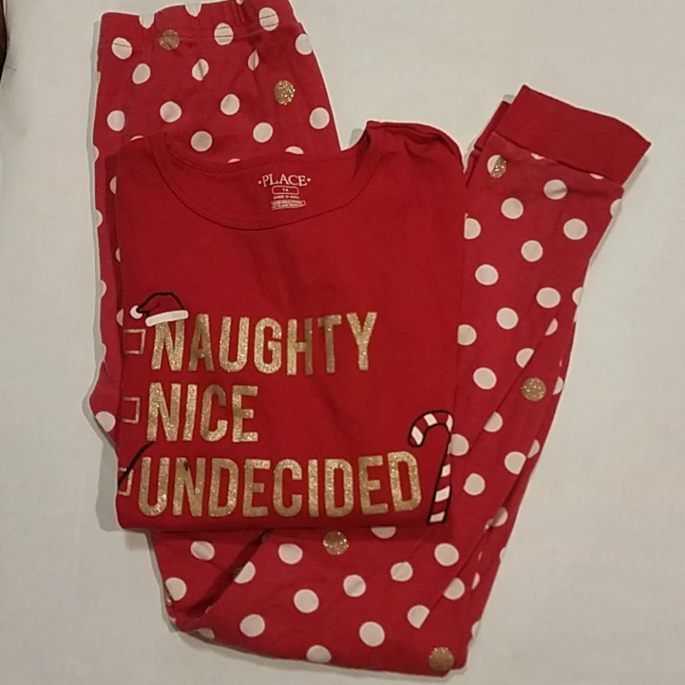 Children's Place Christmas 2‎ piece red pajama set